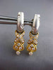 ESTATE .50CT DIAMOND 18KT TWO TONE GOLD 3D CLASSIC HEART HANGING EARRINGS #21907