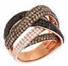 LARGE 3.7CT WHITE CHOCOLATE FANCY & BLACK DIAMOND 14K ROSE GOLD ANNIVERSARY RING