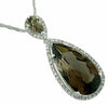 6.97CT DIAMOND & AAA SMOKY TOPAZ 14KT WHITE GOLD TEAR DROP HALO CLASSIC PENDANT