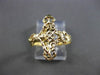 ESTATE 14KT YELLOW GOLD 3D HANDCRAFTED FILIGREE SIDE CROSS RING 17mm #24521