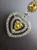 ESTATE LARGE 2.34CT WHITE & FANCY YELLOW DIAMOND 18KT 2 TONE GOLD HEART EARRINGS