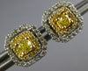 ESTATE .75CT WHITE & FANCY YELLOW DIAMOND 14KT 2 TONE GOLD OCTAGON STUD EARRINGS