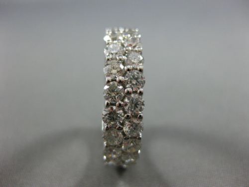 WIDE 4.4CT ROUND DIAMOND 14K WHITE GOLD DOUBLE ETERNITY WEDDING ANNIVERSARY RING