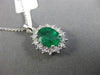 ESTATE LARGE 2.36CT DIAMOND & AAA EMERALD 18KT WHITE GOLD 3D OVAL HALO PENDANT