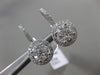 ESTATE .88CT DIAMOND 18KT WHITE GOLD 3D CLASSIC HALO LEVERBACK HANGING EARRINGS
