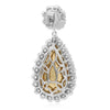 LARGE 21.6CT DIAMOND & AAA EMERALD 18KT TWO TONE GOLD TEAR DROP HANGING EARRINGS