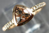 ESTATE .45CT DIAMOND & AAA TRILLION CUT MORGANITE 14KT ROSE GOLD BEZEL FUN RING
