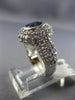 ESTATE WIDE 2.50CT DIAMOND & SAPPHIRE 14KT WHITE GOLD BEZEL HALO ENGAGEMENT RING