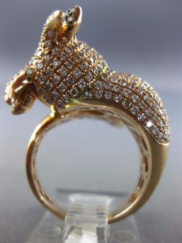 ESTATE EXTRA LARGE 1.88CT DIAMOND 14KT ROSE GOLD 3D HANDCRAFTED COW FUN RING