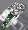 ESTATE 1.71CT DIAMOND & AAA EMERALD 14K WHITE GOLD SEMI ETERNITY ENGAGEMENT RING