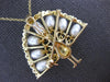 ANTIQUE .05CT DIAMOND & PEARL 14KT TWO TONE GOLD PEACOCK BIRD PIN PENDANT #20841