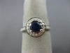 ESTATE 1.31CT DIAMOND & AAA SAPPHIRE 18KT WHITE GOLD 3D HALO ENGAGEMENT RING