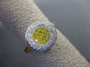 ESTATE .58CT WHITE & FANCY YELLOW DIAMOND 18K 2 TONE GOLD 3D CLUSTER FLOWER RING
