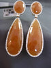 ESTATE LARGE 3.0CT DIAMOND & AAA ARAGONITE 14K ROSE GOLD OVAL TEAR DROP EARRINGS