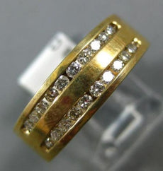 ESTATE .44CT ROUND DIAMOND 14KT YELLOW GOLD 3D CLASSIC TWO ROW MENS RING 6.5mm