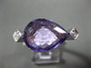 ESTATE LARGE 6.31CT DIAMOND & AMETHYST 14KT WHITE GOLD PEAR SHAPE FILIGREE RING