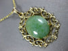 ANTIQUE WIDE AAA JADE 14KT YELLOW GOLD 3D FILIGREE HEART FLOATING PENDANT #24042