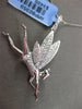 ESTATE LARGE .58CT DIAMOND 18KT WHITE GOLD 3D ANGEL FAIRY TINKER BELL PENDANT