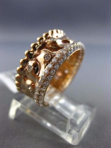 ESTATE 1.05CT DIAMOND 18KT ROSE GOLD PAVE ETOILE HAMMERED MILGRAIN ETERNITY RING
