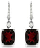 ESTATE 10.05CT DIAMOND & AAA RHODOLITE 14K WHITE GOLD LEVERBACK HANGING EARRINGS