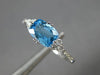 ESTATE 1.0CT DIAMOND & AAA BLUE TOPAZ 14K WHITE GOLD 3D CLUSTER RECTANGULAR RING