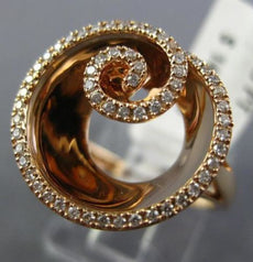 ESTATE WIDE .33CT DIAMOND 14KT ROSE GOLD 3D OPEN CIRCULAR SWIRL FLOWER LOVE RING