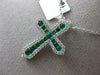 ESTATE .64CT DIAMOND & AAA EMERALD 14KT WHITE GOLD 3D HALO ETOILE CROSS PENDANT