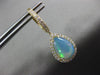 LARGE 4.56CT DIAMOND & AAA AUSTRALIAN OPAL 14KT YELLOW GOLD 3D HANGING EARRINGS