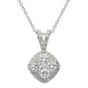 ESTATE .65CT ROUND DIAMOND 18K WHITE GOLD 3D CLUSTER SQUARE FLOWER LOVE NECKLACE
