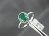 ESTATE .87CT DIAMOND & AAA EMERALD 14KT WHITE GOLD OVAL FRIENDSHIP PROMISE RING