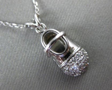 ESTATE .25CT DIAMOND 14KT WHITE GOLD HANDCRAFTED BABY SHOE PENDANT CHARM #20882