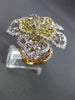 ANTIQUE LARGE 2.43CT DIAMOND 18KT TRI COLOR GOLD 3 DIMENSIONAL FLOWER  RING