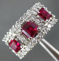 ANTIQUE WIDE 1.82CT DIAMOND & AAA RUBY 14K WHITE GOLD 3D ANNIVERSARY RING #19518