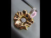 ESTATE EXTRA LARGE .40CT DIAMOND 14KT TWO TONE GOLD 3D FLOWER FLOATING PENDANT