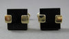 ESTATE LARGE AAA BLACK ONYX 14K YELLOW GOLD SQUARE CUFF LINKS GREAT GIFT! #21202