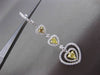 ESTATE LARGE 1.86CT WHITE & YELLOW DIAMOND 18KT 2 TONE GOLD HEART DROP EARRINGS