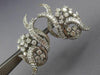 ANTIQUE EXTRA LARGE 7CT ROUND & BAGUETTE DIAMOND PLATINUM 3D FLOWER EARRINGS