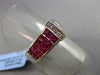 ESTATE WIDE 2.12CT DIAMOND & AAA PRINCESS CUT RUBY 18K WHITE GOLD 3D ETOILE RING