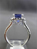 ESTATE 3.55CT DIAMOND & TANZANITE 18KT WHITE GOLD 3D SQUARE HALO ENGAGEMENT RING