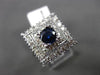 ANTIQUE LARGE 1.61CT DIAMOND & SAPPHIRE 14K WHITE GOLD 3D SQUARE ENGAGEMENT RING