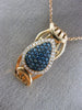 ESTATE .42CT WHITE & BLUE DIAMOND 14KT ROSE GOLD MOON CLUSTER TEAR DROP PENDANT