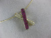 ESTATE .42CT DIAMOND & AAA RUBY 14KT YELLOW GOLD CLASSIC X LOVE FLOATING PENDANT