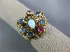 ANTIQUE WIDE AAA MULTI GEM 14KT YELLOW GOLD CLASSIC FLOWER BUTTERFLY FUN RING