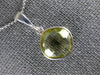 ESTATE 4.0CT AAA LEMON QUARTZ 14KT WHITE GOLD 3D CUSHION CLASSIC BEZEL PENDANT