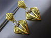 ANTIQUE LARGE .15CT DIAMOND 18KT 2 TONE GOLD TRIANGULAR HANGING EARRINGS #20582