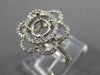 ESTATE .50CT DIAMOND 14K WHITE GOLD FLOWER ROUND HALO SEMI MOUNT ENGAGEMENT RING
