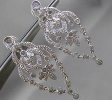 ESTATE LARGE 1.50CT DIAMOND 14KT WHITE GOLD CHANDELIER FILIGREE CLIP ON EARRINGS