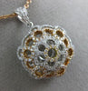 ESTATE .99CT DIAMOND 18K TRI COLOR GOLD CIRCULAR DOME SHAPE FLOWER PAVE PENDANT