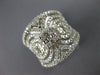 ESTATE LARGE 1.25CT DIAMOND 14K WHITE GOLD FLOWER OPEN FILIGREE ANNIVERSARY RING