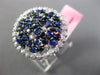 ESTATE LARGE 2.20CT DIAMOND & SAPPHIRE 14KT WHITE GOLD CLUSTER ROUND FLOWER RING